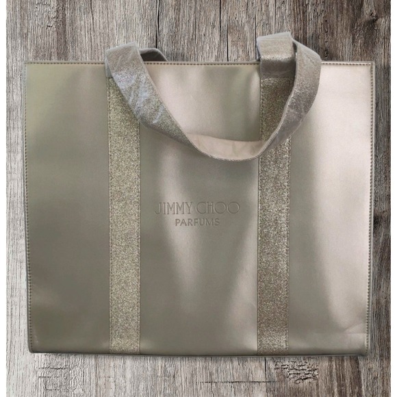 Jimmy Choo Handbags - NWT Jimmy Choo Parfums Champagne Gold Tote Bag Glitter Straps/Trim New Gift Bag